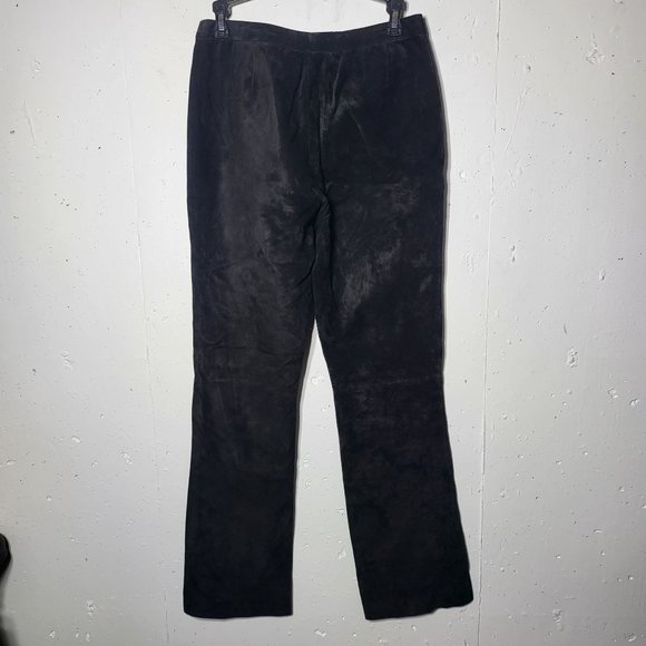 Lord & Taylor Womens Black 100% Suede Leather Pants Size 4 Boho Western Neutral - Picture 2 of 11